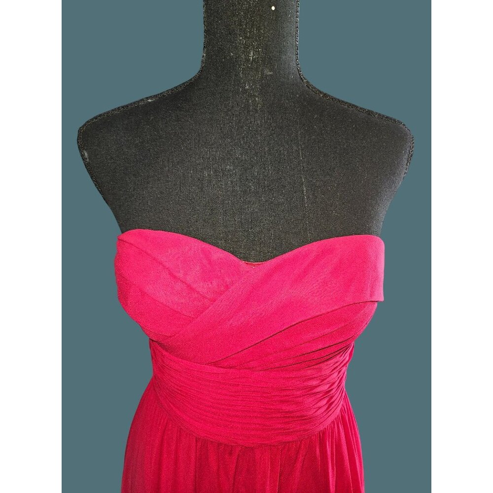 Aidan Mattox Silk Strapless Long Red Pinkish Gown Women Size 4 Formal Prom - Picture 6 of 10